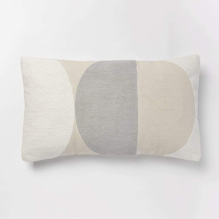 Corded Cutout Circles Collage Pillow Cover - White