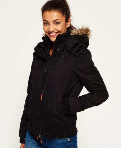 Neue Damen Microfibre Windbomber Jacke Schwarz