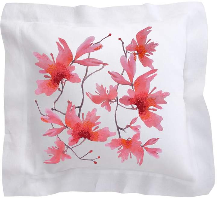 Peach Blossom Linen Square Pillowcase