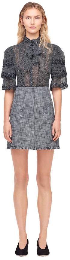 | Slub Suiting Fringe Skirt | Size L | Grey/black combo