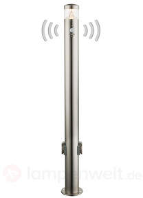 Edelstahl-LED-Wegeleuchte Elenor mit 2 Steckdosen