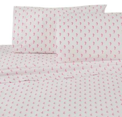Southern Tide Seahorses Full Sheet Set in White/Pink