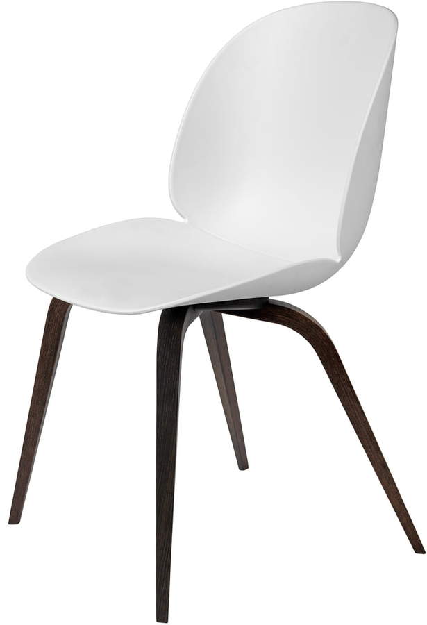 Gubi - Beetle Dining Chair, Wood Base, schwarz gebeizt / Weiß