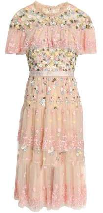 Tiered Embellished Embroidered Tulle Dress