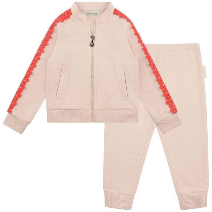 MonclerGirls Pink Tracksuit With Embroidered Trims