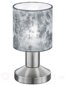 Silberfarbene Kunststoffschirm-Tischleuchte Garda
