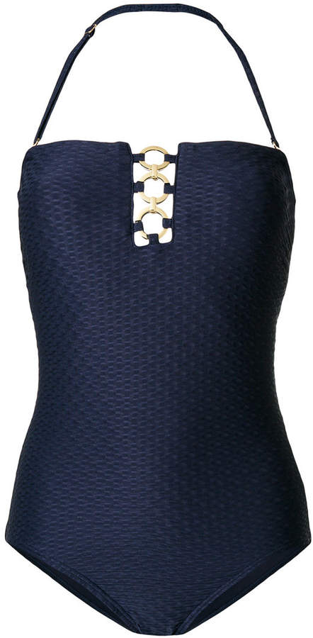 Schulterfreier Badeanzug mit Ringdetail