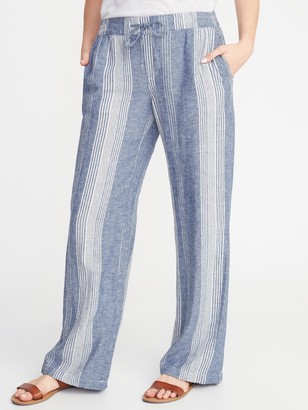 Old Navy Mid-Rise Wide-Leg Linen-Blend Pull-On Pants for Women