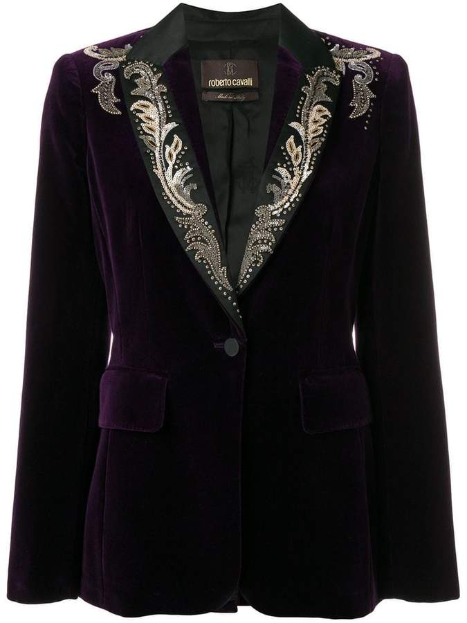 embroidered velvet blazer