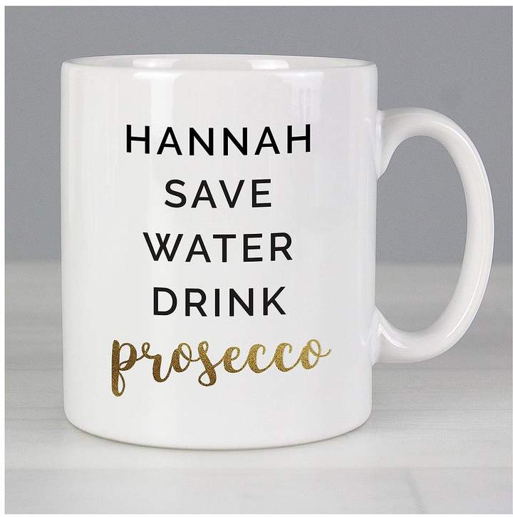 Personalised Save Water Drink Prosecco Mug
