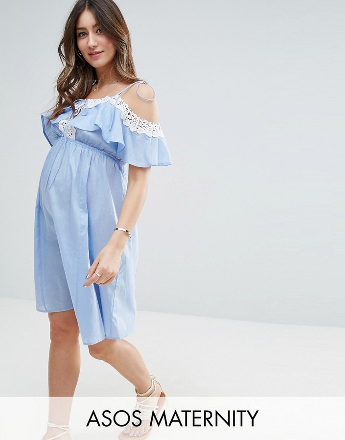 Dress in Chambray with Crochet Trim