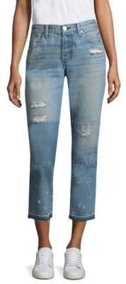 Distressed Patched Tomboy Cropped Jeans