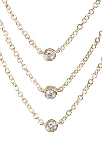 Diamond Triple Bezel Layered Necklace