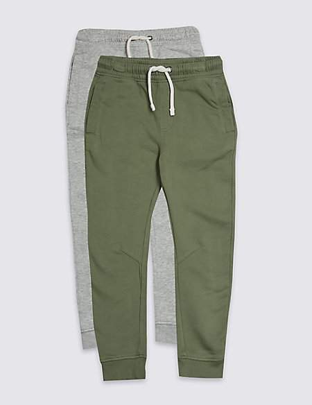 2 Pack Cotton Rich Joggers (3-16 Years)