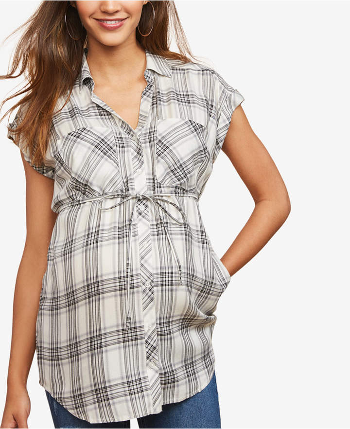 Motherhood Maternity Plaid Button-Front Shirt