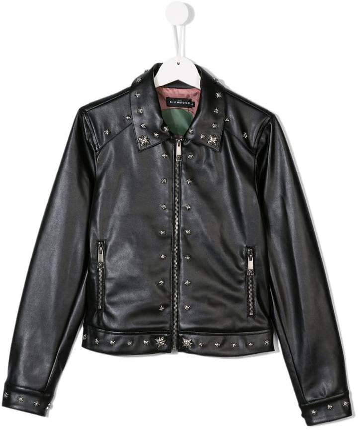 John Richmond Kids Teen studded faux leather jacket