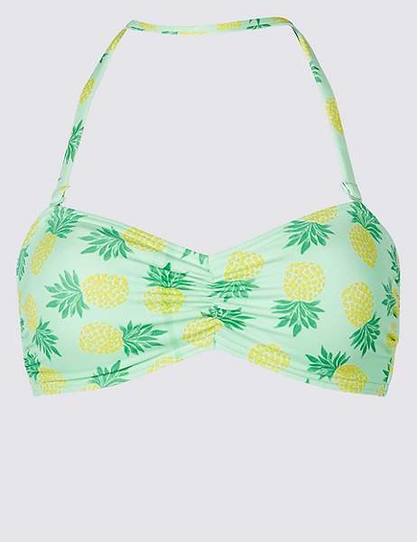 Pineapple Print Bandeau Bikini Top