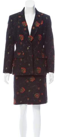 Oscar by Oscar de la Renta Floral Wool Skirt Suit