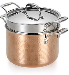 Lagostina Martellata Tri-Ply Hammered Copper 6-Quart Pastaiola Set