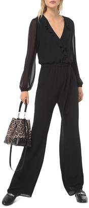 MICHAEL Michael Kors Ruffled Wide-Leg Georgette Jumpsuit MICHAEL Michael Kors Ruffled Wide-Leg Georgette Jumpsuit