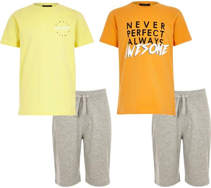 Boys Yellow and orange pyjama set multipack
