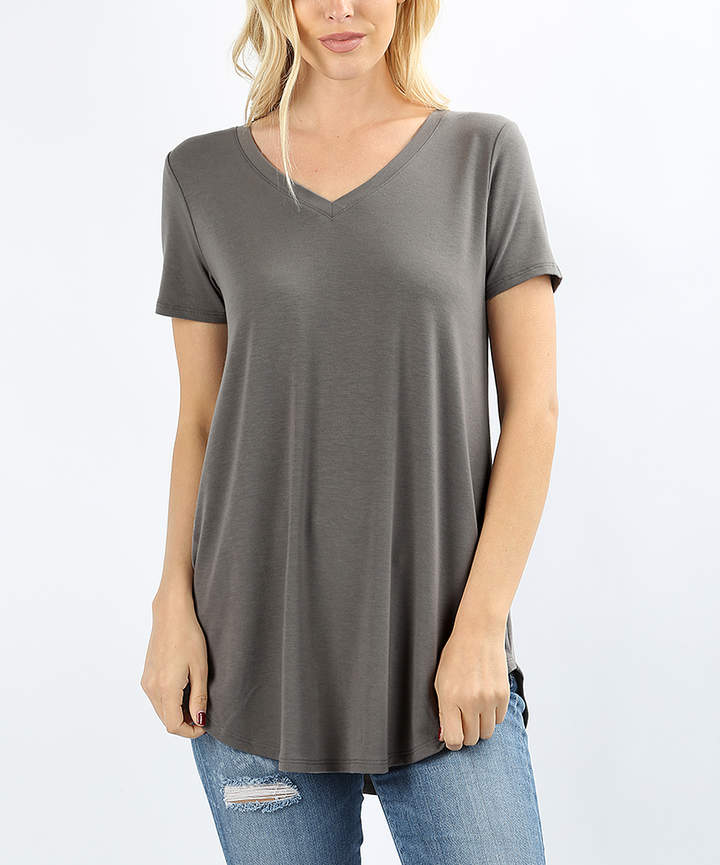 Mid Gray V-Neck Tee - Women & Plus
