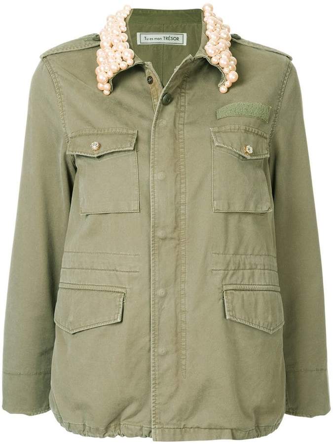 Tu Es Mon Trésor pearl collar field jacket
