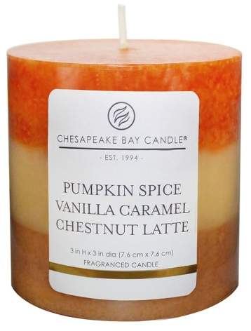 Chesapeake Bay Candle Pillar Candle - Pumpkin Spice/Vanilla Caramel/Chestnut Latte - 3