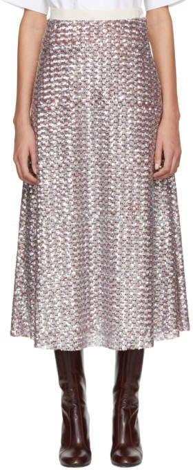 Molly Goddard Silver and Red July Skirt
