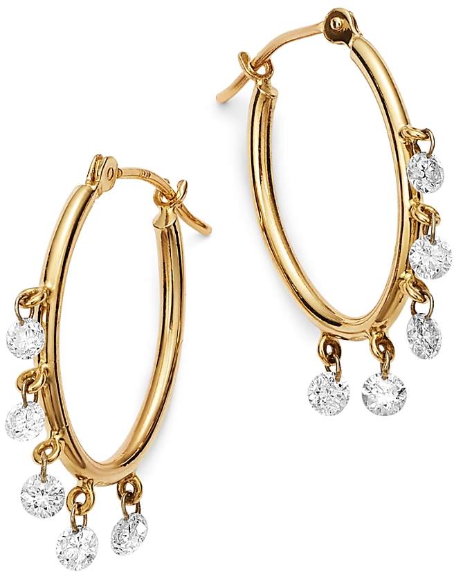 Aerodiamonds AeroDiamonds 18K Yellow Gold Shimmy Shakes Diamond Oval Hoop Earrings