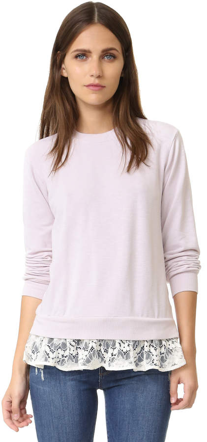 Sweatshirt with Lace Ruffles
