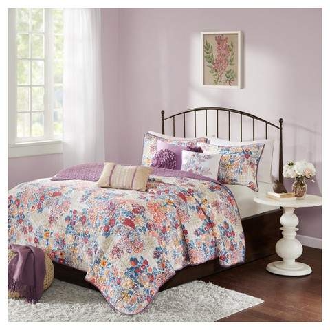 Multicolor Maggie Printed Quilt Set 6pc