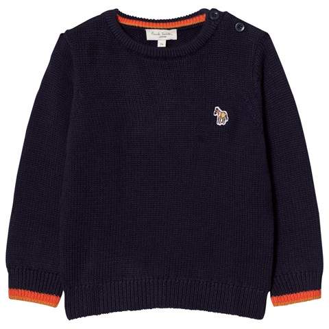Navy Knit Logo Jumper with Contrast Cuffs