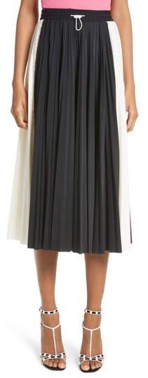 Bicolor Jersey & Lace Plisse Skirt