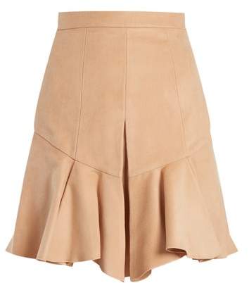 Parma pleated faux-suede skirt