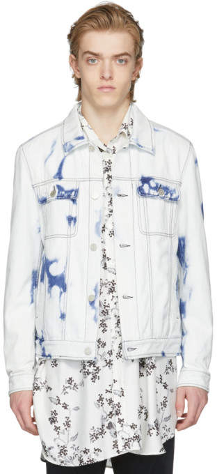 White and Blue Denim Ultra Washed Jacket
