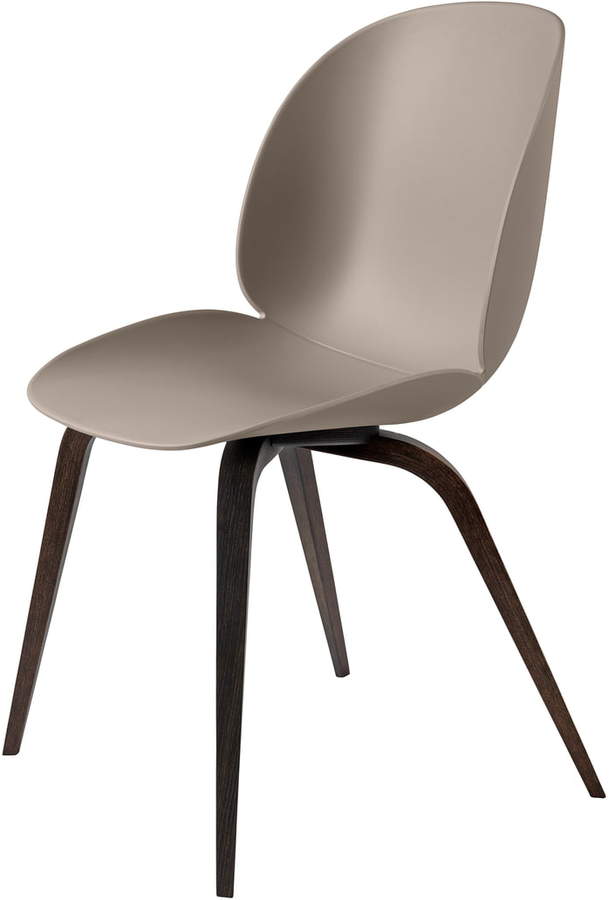 Gubi - Beetle Dining Chair, Wood Base, Eiche geräuchert / new Beige