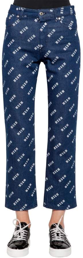 Mittelhohe Denimjeans Mit Logodruck