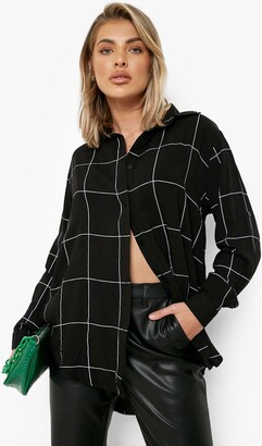 boohoo Large Grid Oversized Shirt