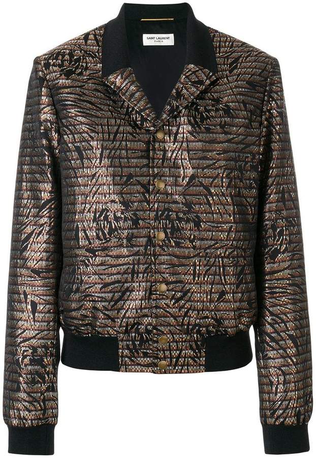 embroidered fitted bomber jacket