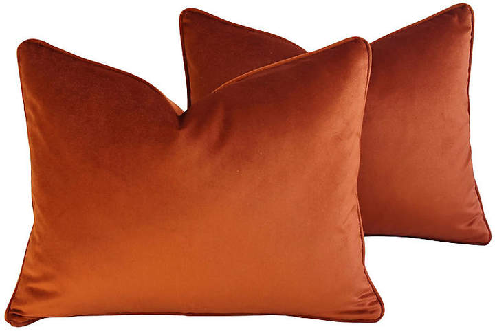 Autumn Rusty Copper Velvet Pillows