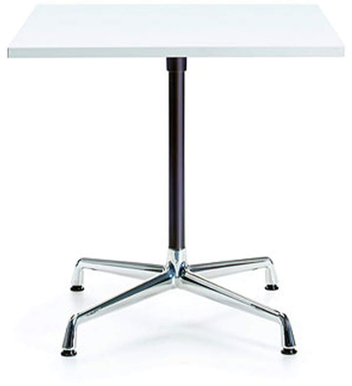 Contract Table quadratisch, Melamin Weiß / chrom, basic dark