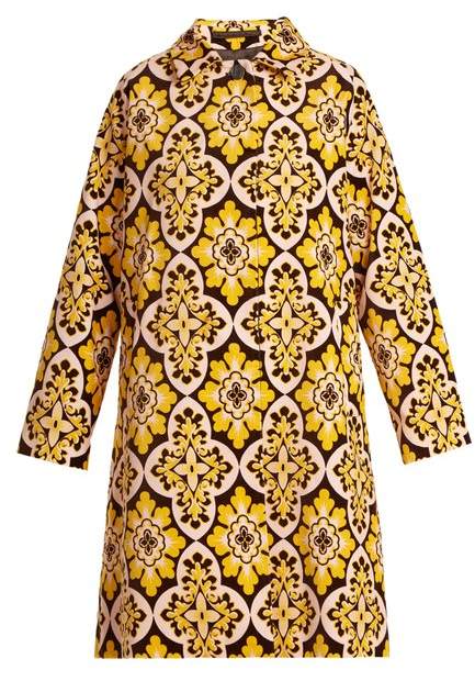 LA DOUBLEJ EDITIONS Tile-print cotton-velvet coat