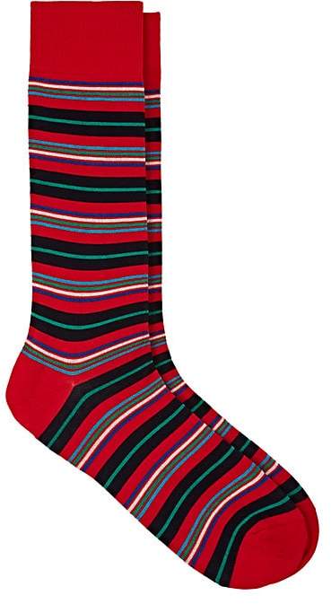 Men's Mixed-Striped Cotton-Blend Mid-Calf Socks