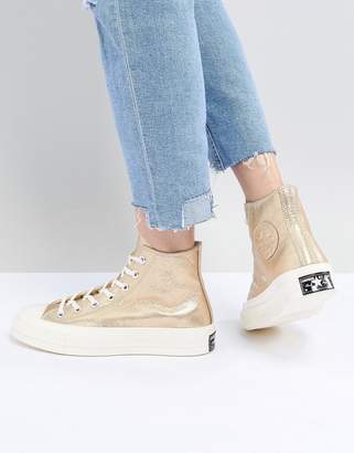 converse chuck 70 heavy metallic leather high top