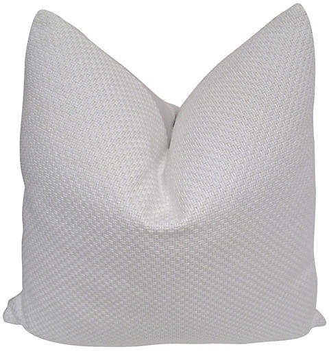 White Woven & French Linen Pillow