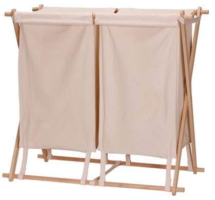 Wood X-Frame Double Laundry Sorter
