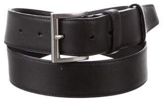 Silver-Tone Buckle Leather Belt