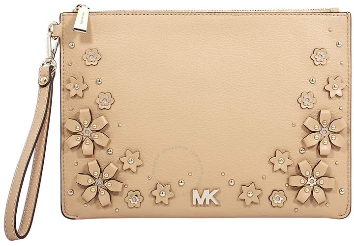 Michael Kors Medium Floral Embellished Leather Pouch- Butternut - ONE COLOR - STYLE