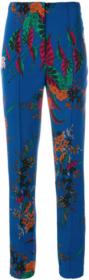floral print slim fit trousers